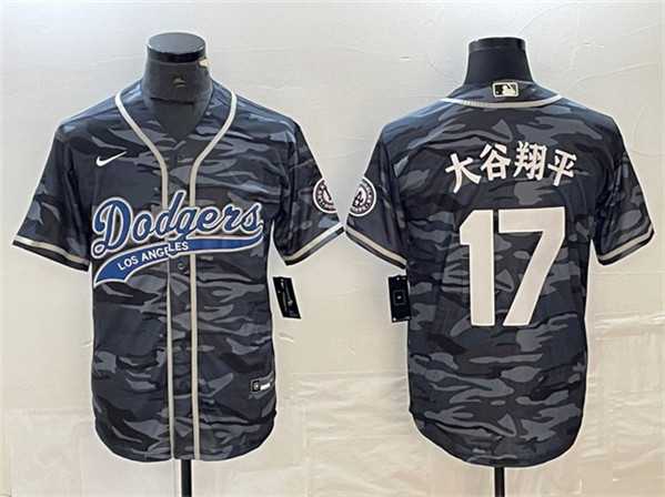 Men's Los Angeles Dodgers #17 Shohei Ohtani Gray Camo Cool Base With Patch Stitched Baseball Jersey,We sell and wholesale Men's Los Angeles Dodgers #17 Shohei Ohtani Gray Camo Cool Base With Patch Stitched Baseball Jersey on line form chian!